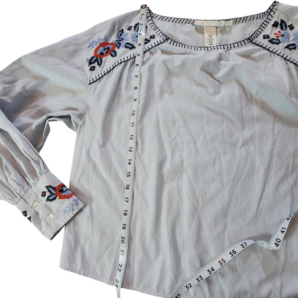 L.O.G.G. Label Of Graded Goods H&M Embroidered Cotton Blouse Women's Size 12 - Picture 5 of 11
